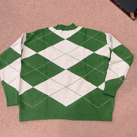 Women's SHEIN vintage vibes Argyle Pattern pullover crewneck sweater - Picture 4 of 12